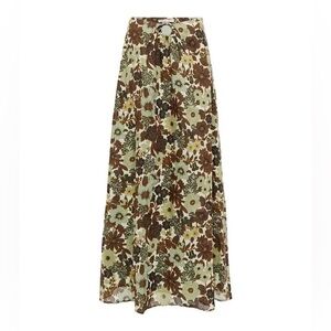 SIR. The Label Green Brown Constantine Ramie Gathered Maxi Skirt size 2 NWT